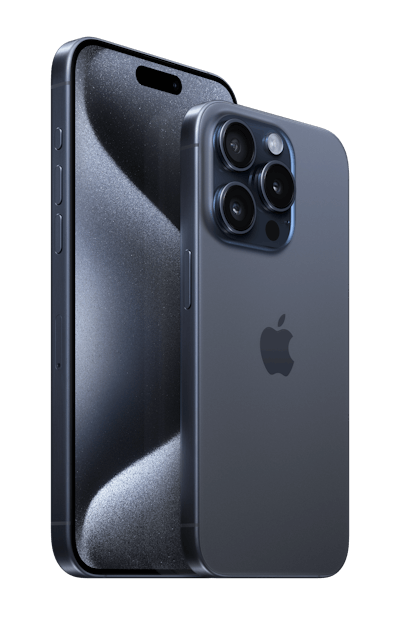 Apple iPhone 15 Pro Max zijkant titanium blauw