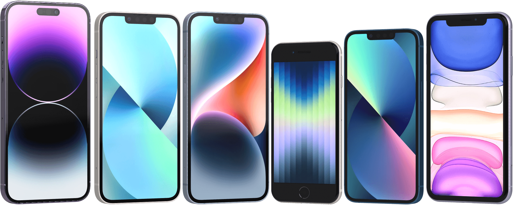 Apple iPhones op een rij